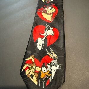 Vintage 1997 Warner Bros. Looney Tunes Black and Red Necktie